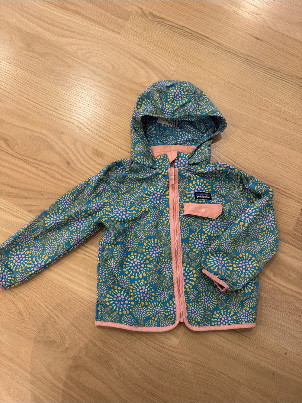 Patagonia | baby baggies Teal Floral Hooded jacket